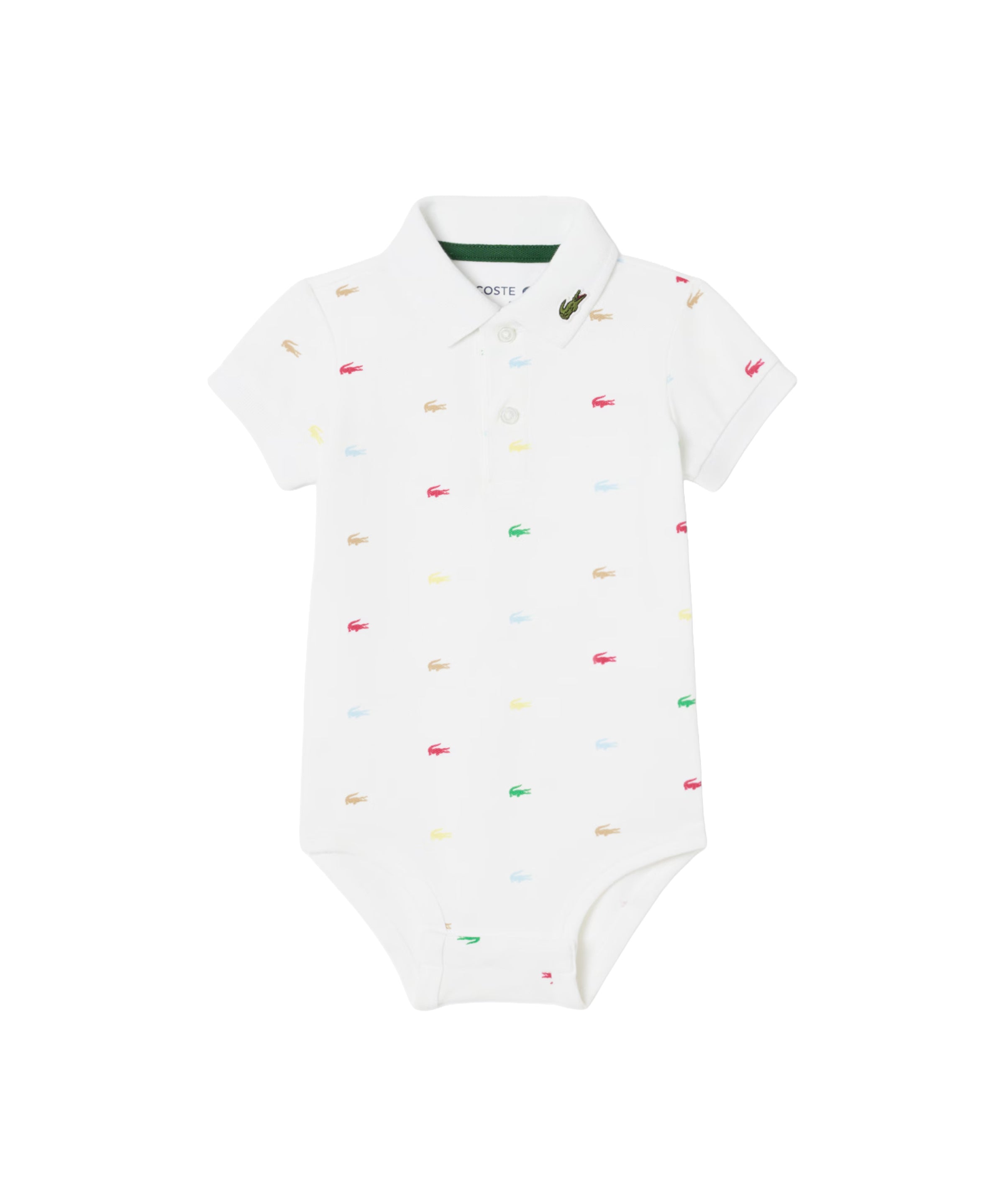 Lacoste Kids Body Bianco con Logo All-Over per Neonate