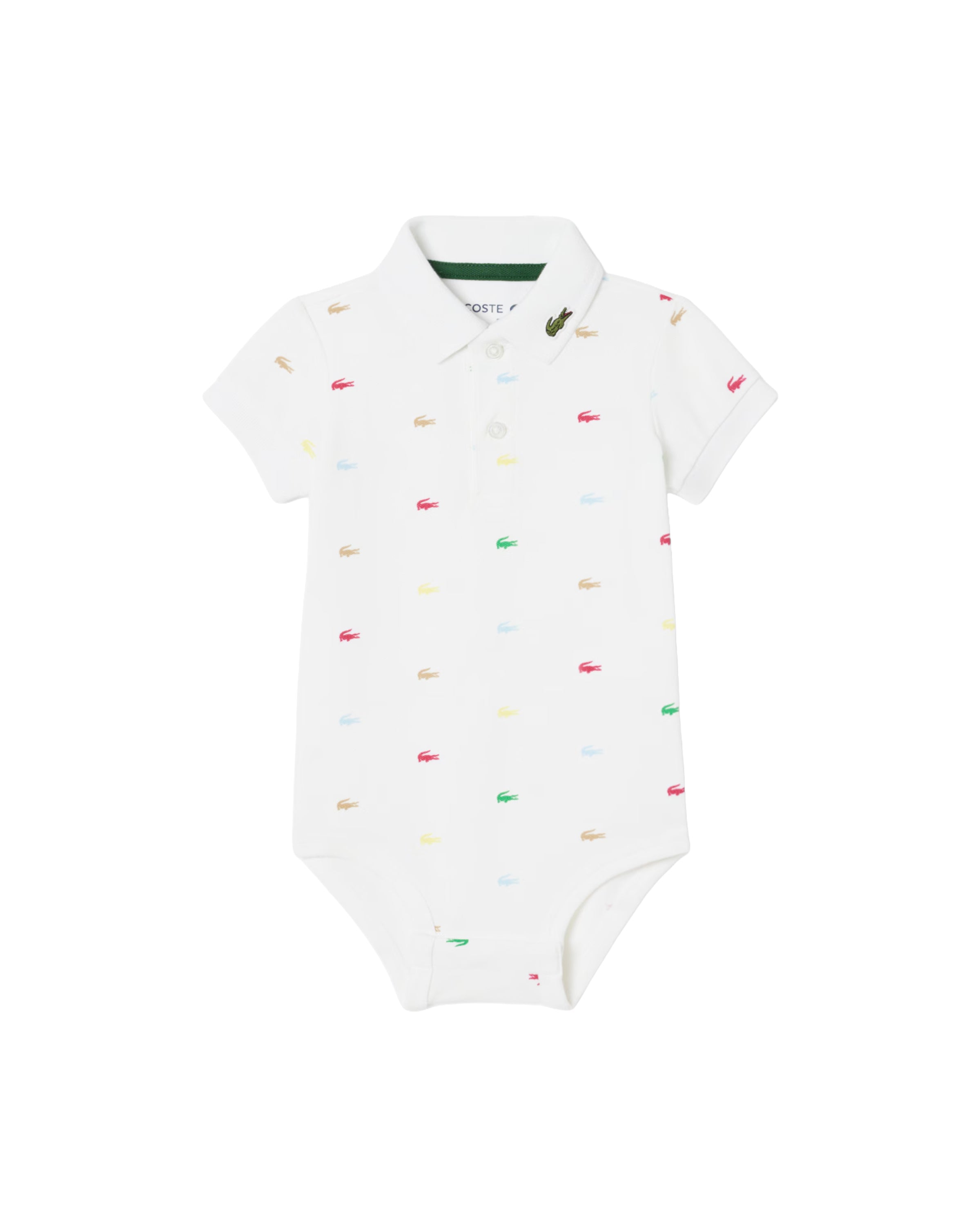Lacoste Kids Body Bianco con Logo All-Over per Neonate