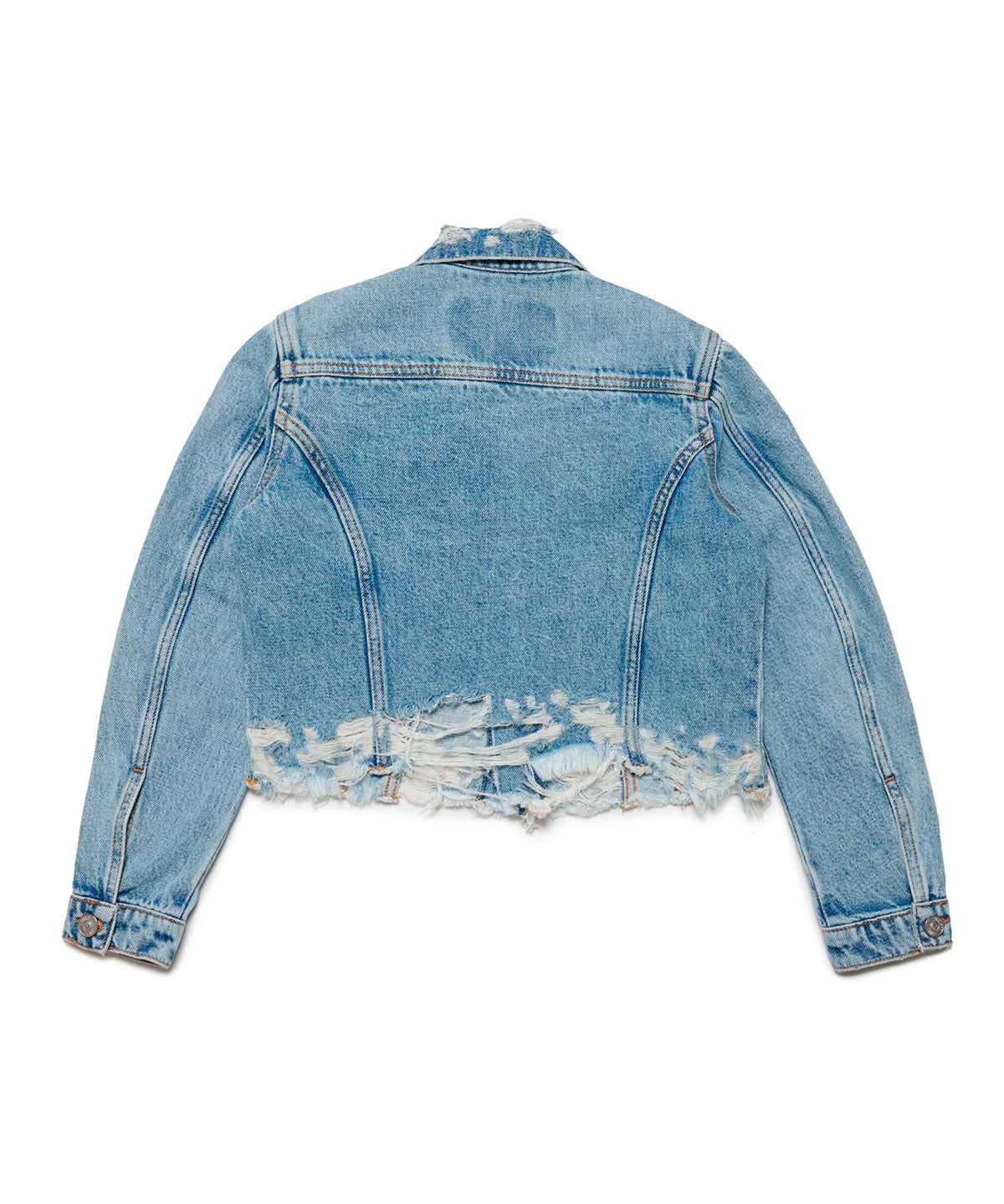 Diesel Kids Giubbino Di Jeans Crop con Abrasioni retro