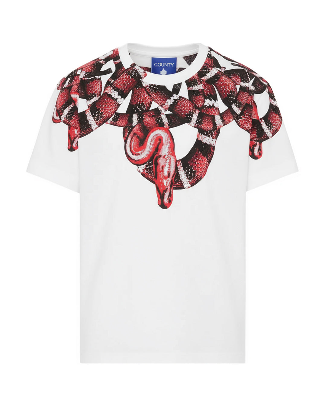 Marcelo Burlon County Of Milan Kids T-Shirt Bianca con Grafica Snake per Bambini