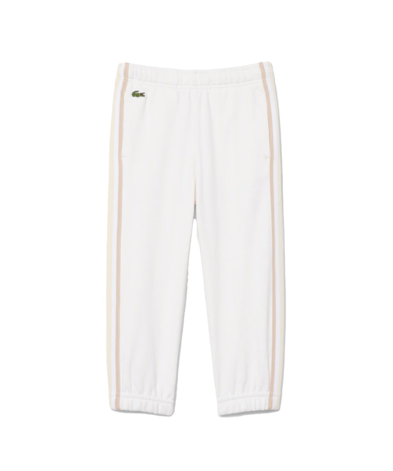 Lacoste Kids Pantalone Bianco e Beige con Logo per Bambini