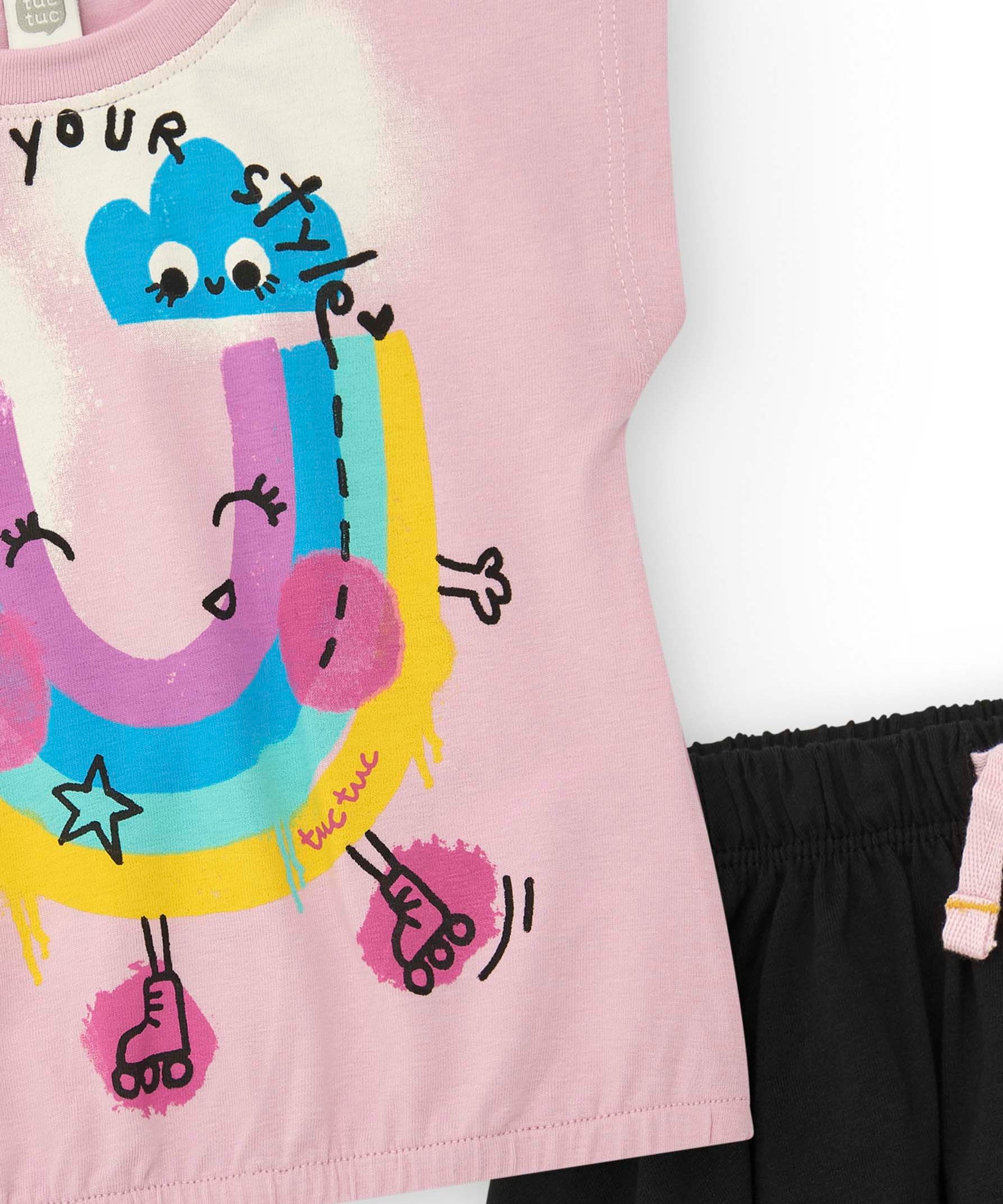 Tuc Tuc T-shirt Rosa con Short Nero per Neonate