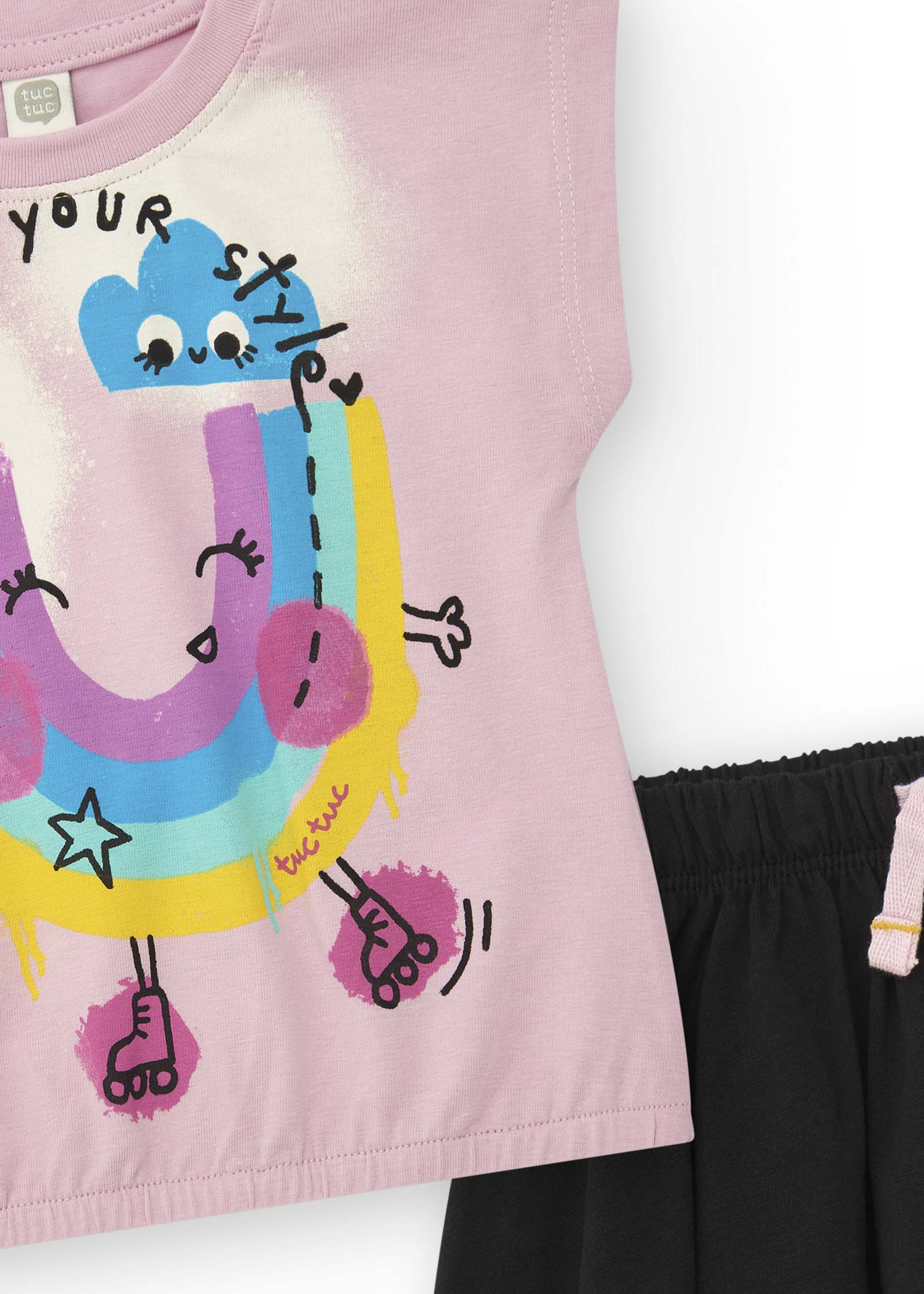Tuc Tuc T-shirt Rosa con Short Nero per Neonate