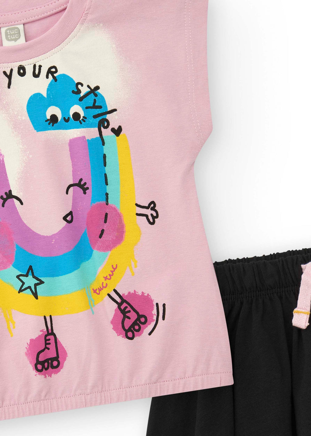Tuc Tuc T-shirt Rosa con Short Nero per Neonate