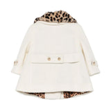Roberto Cavalli Kids Cappotto Avorio con Dettagli Animalier per Neonate