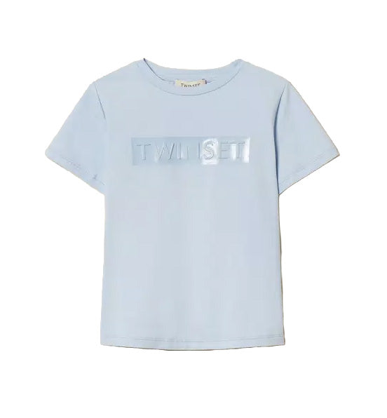 Twinset Kids T-Shirt Cielo con Logo per Bambine