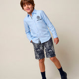 Roberto Cavalli Kids Camicia Celeste con Ricamo Logo per Bambino