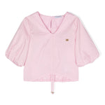 Pinko Kids Camicia in Popeline Rosa (Fronte)