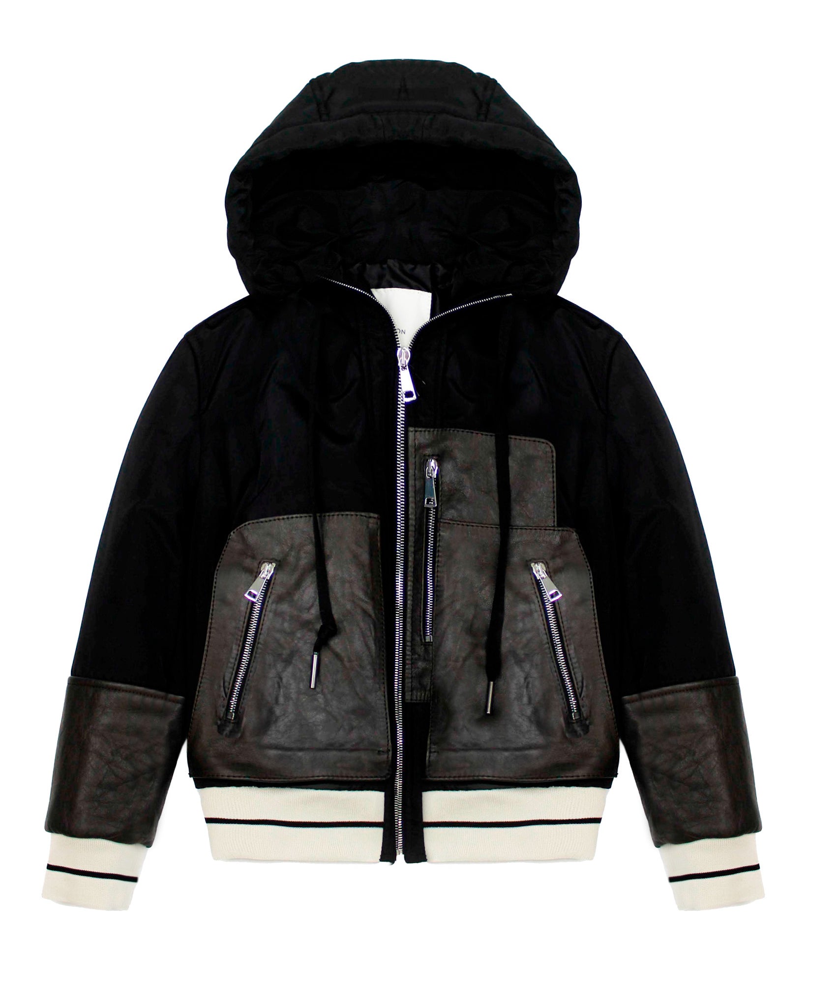 Yes London Bomber Nero con Cappuccio per Bambini