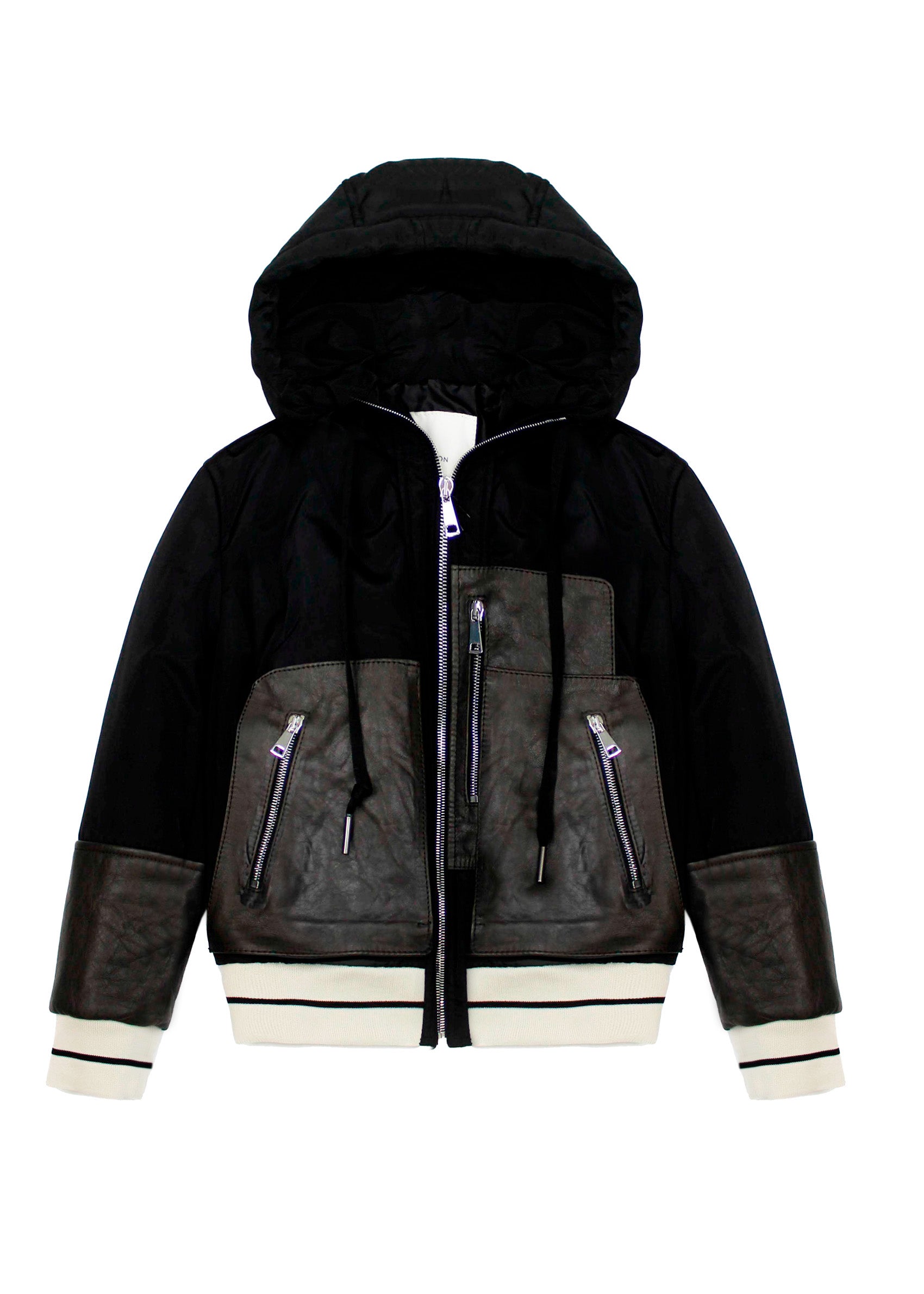 Yes London Bomber Nero con Cappuccio per Bambini