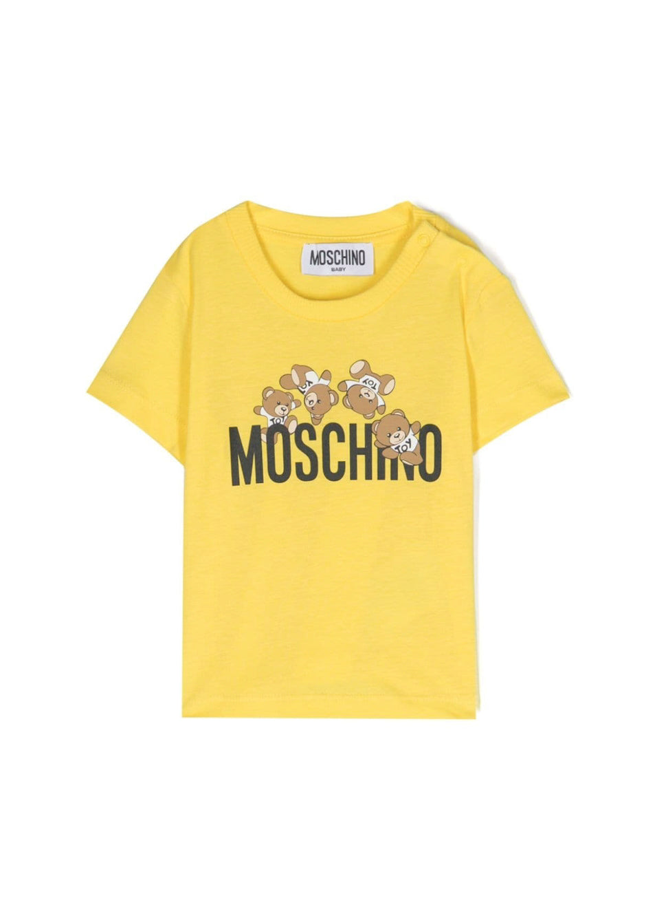 Moschino Kids T-Shirt Gialla con Motivo Teddy Bear per Neonate (fronte)