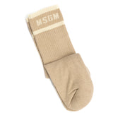 Msgm Calzini Cammello con Dettagli Logo a Contrasto per Bambine