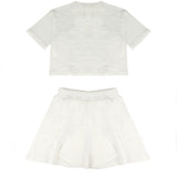 Vicolo Kids Completo Off-White con Logo Brillantinato per Bambine