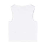 Patrizia Pepe Kids Top/Canotta Bianco a Coste con Logo in Strass per Bambine