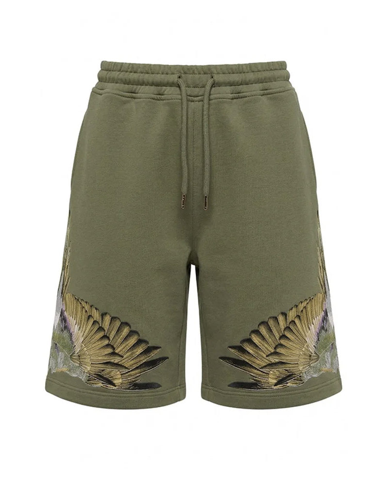 Marcelo Burlon County of Milan Kids Bermuda Verde Militare con Stampa per Bambini