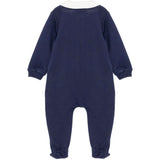 Moschino Kids Tutina Blu in Cotone con Colletto, Tasche Teddy Bear e Logo per Neonati