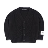 Alessandrini Kids Cardigan Nero con Etichetta Logo a Contrasto per Neonati