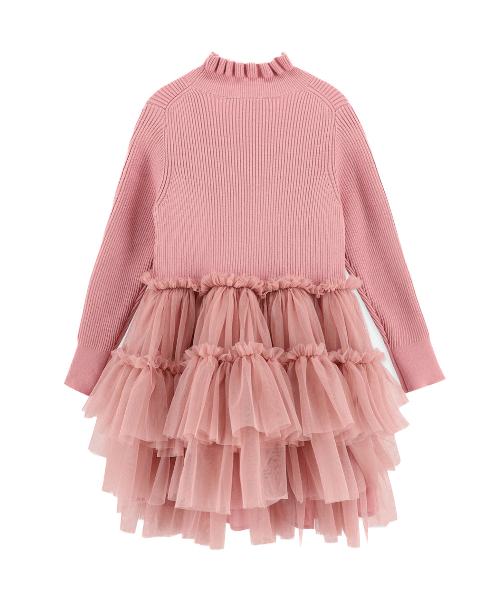 Angel's Face Abito Rosa a Costine con Tulle per Bambine (retro)