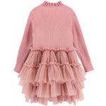 Angel's Face Abito Rosa a Costine con Tulle per Bambine (retro)