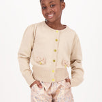 Angel's face Cardigan Beige con Fiocchi per Bambine (dettaglio)