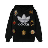 Adidas X Iconic Felpa Nera con Patches e Logo con Perle