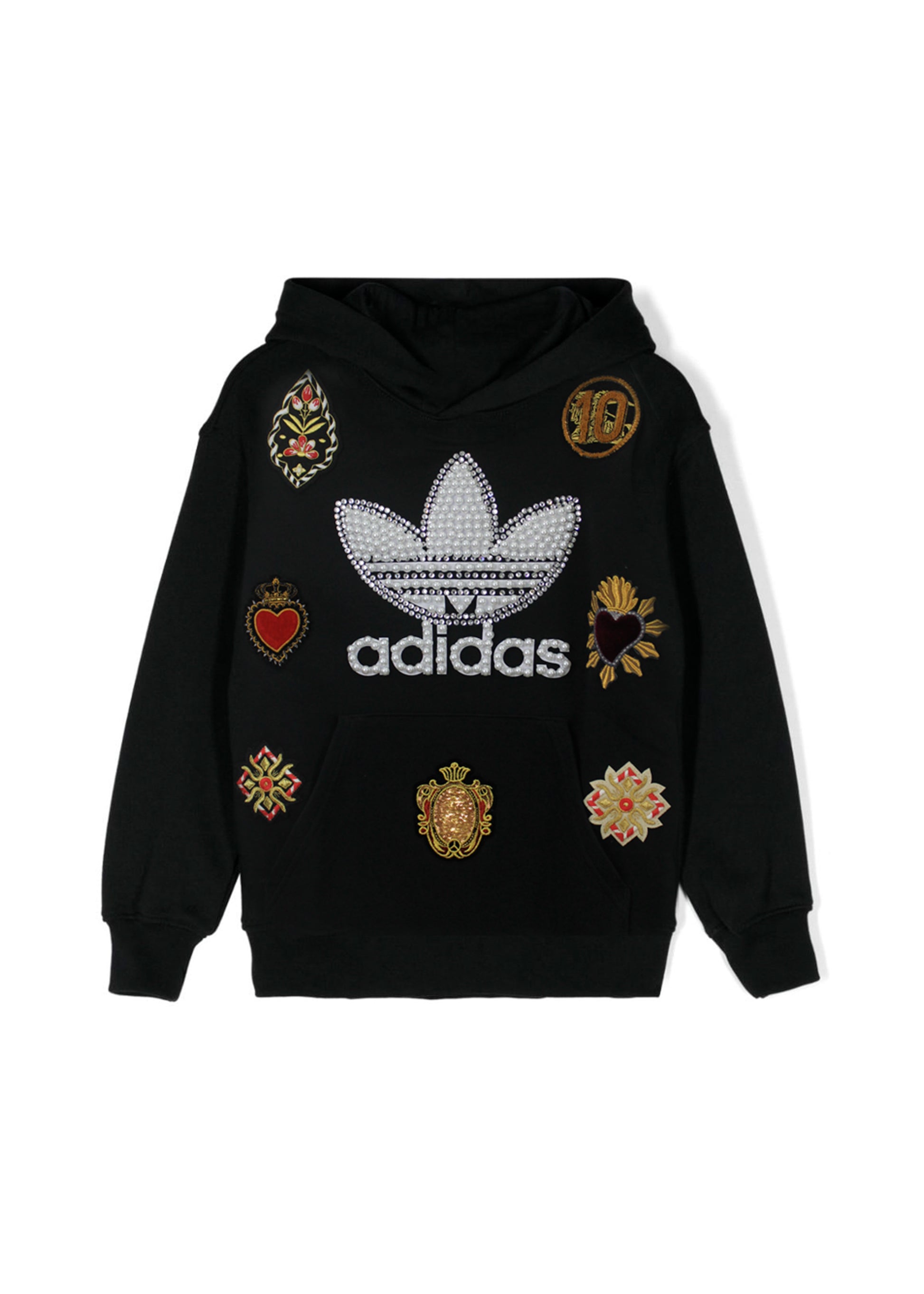 Adidas X Iconic Black Sweatshirt with Patches and Pearl Logo