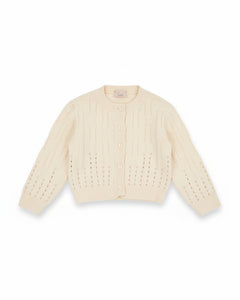 Elisabetta Franchi La Mia Bambina Cardigan Avorio Con Strass per Neonate