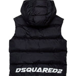 Dsquared2 Kids Giubbino Smanicato Nero con Logo Leaf per Bambini (retro)