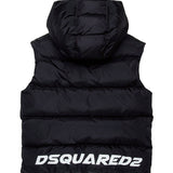Dsquared2 Kids Giubbino Smanicato Nero con Logo Leaf per Bambini (retro)