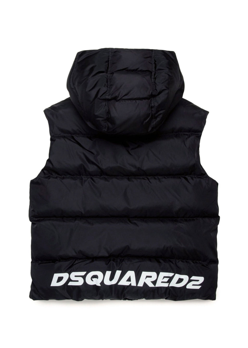 Dsquared2 Kids Giubbino Smanicato Nero con Logo Leaf per Bambini (retro)