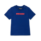 Dsquared2 Kids T-shirt Blu Cobalto con Stampa Lolgo a Contrasto per Neonati