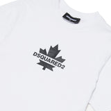 Dsquared2 Kids T-shirt Bianca con Stampa Logo Foglia D'acero per Bambini