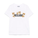 Moschino Kids T-Shirt Bianca con Stampa Teddy per Bambini
