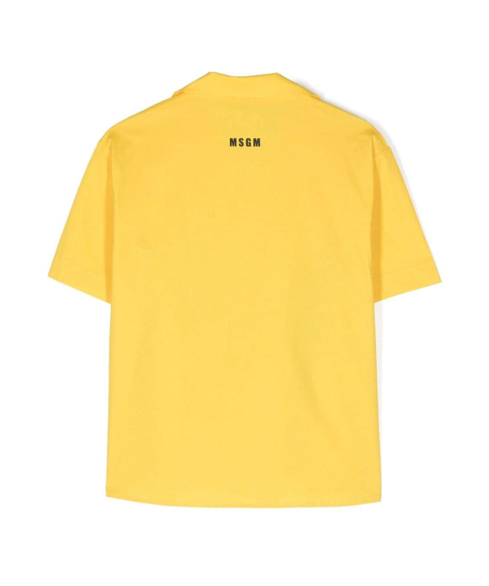 MSGM Kids Camicia Gialla con Stampa per Bambini