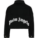 Palm Angels Kids Camicia in Denim Nero con Stampa Logo per Bambine