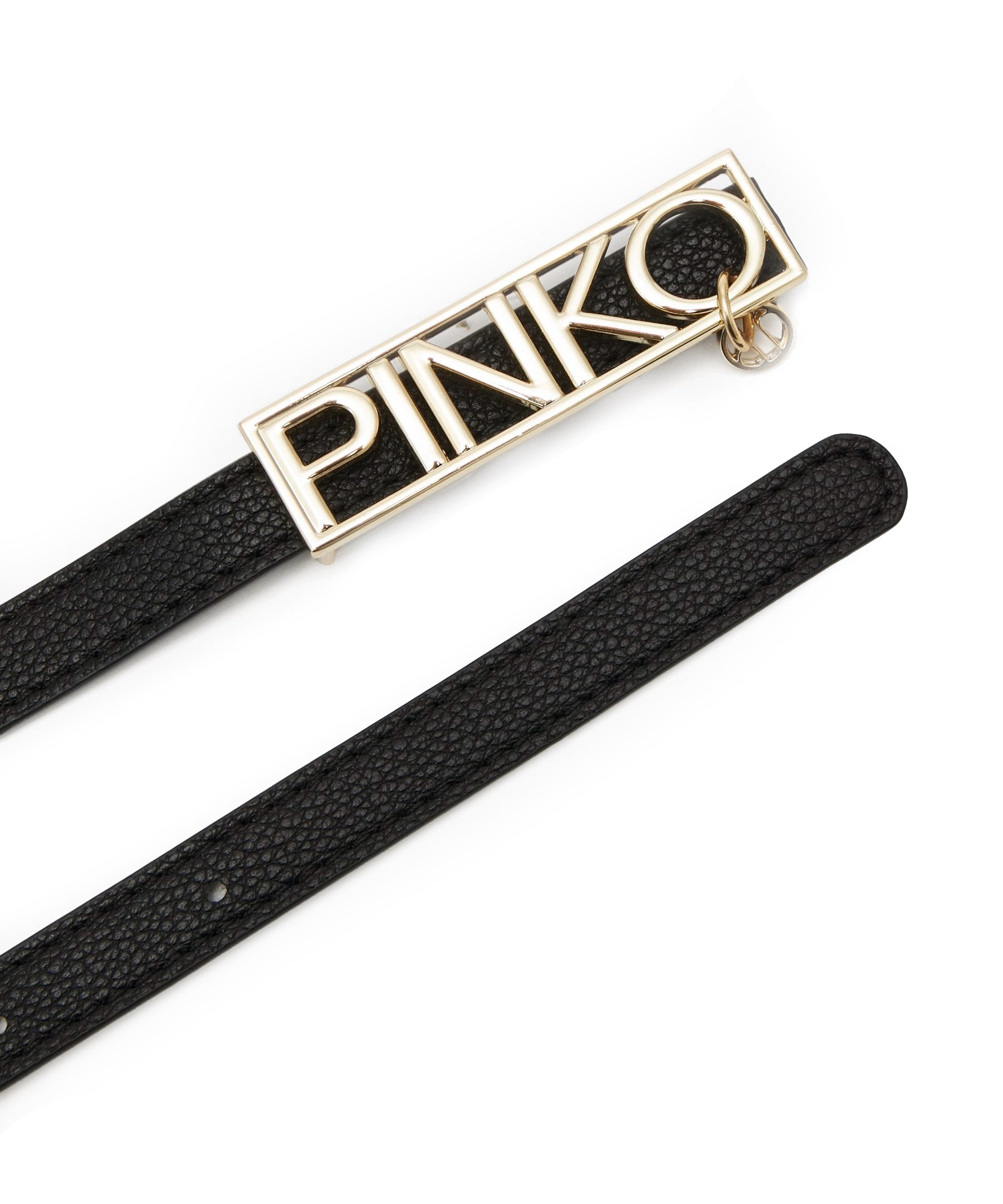 Pinko Kids Cintura Nera con Placca Logo Oro 
