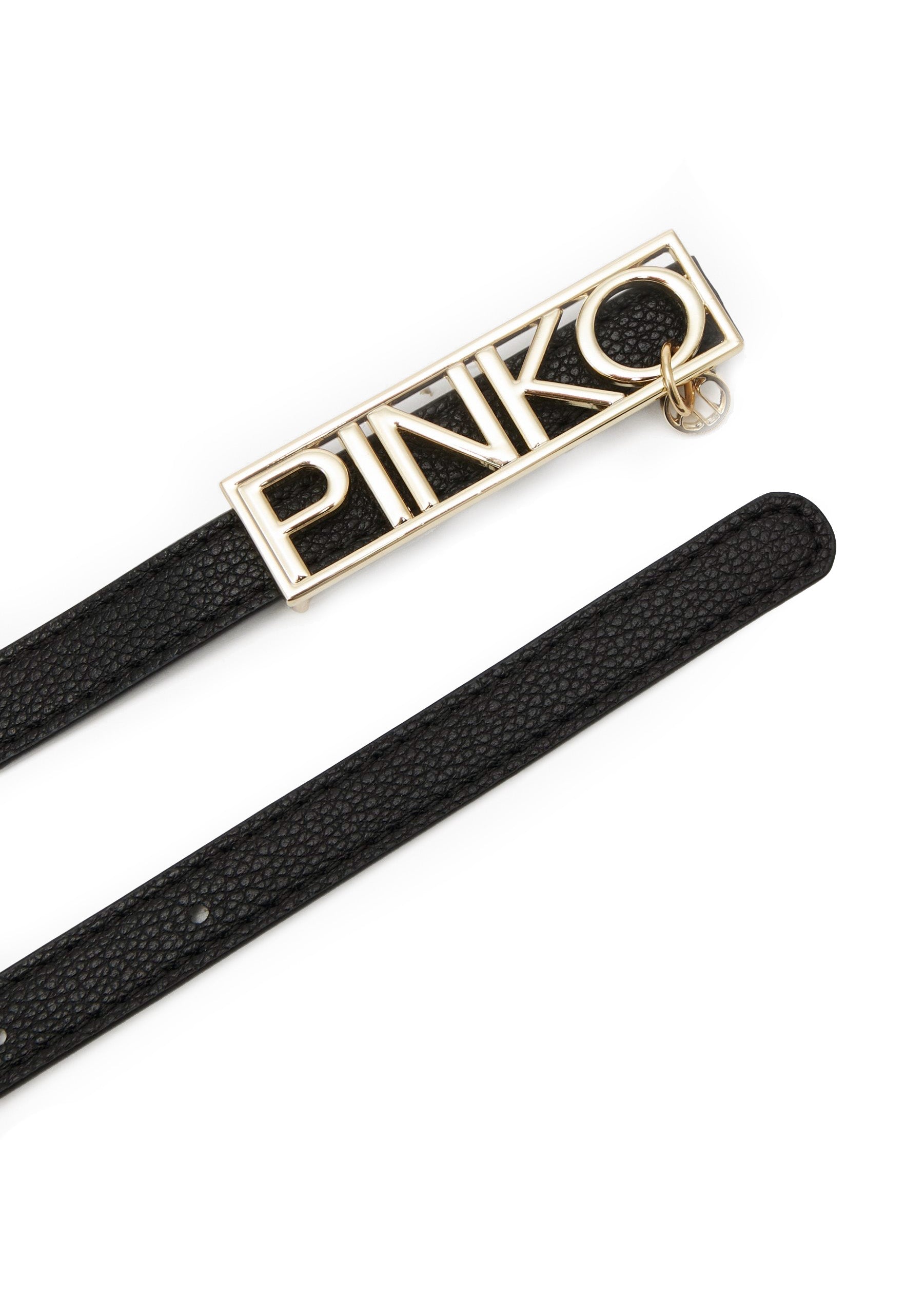 Pinko Kids Cintura Nera con Placca Logo Oro 