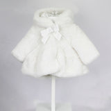 Minibanda Cappotto Bianco in Pelliccia con Fiocco per Neonate