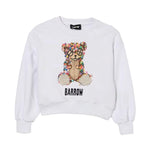 Barrow Kids Felpa Off-White con Stampa Teddy Multicolor per Bambine