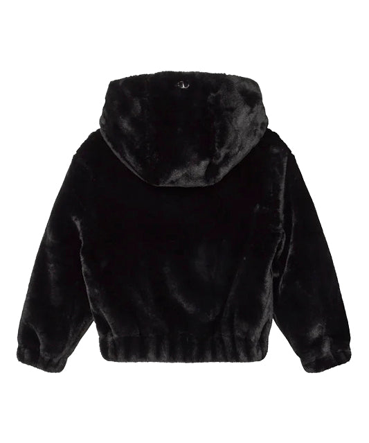 Twinset Kids Bomber Nero in Pelliccia per Bambine (retro)