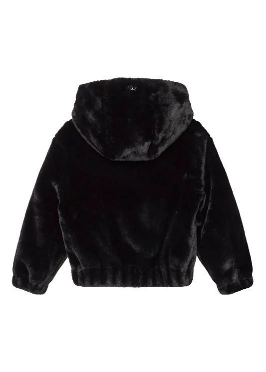 Twinset Kids Bomber Nero in Pelliccia per Bambine (retro)