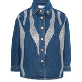 Roberto Cavalli Kids Camicia in Denim con Strass per Bambine