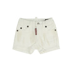 Dsquared2 Kids Bermuda in Denim Bianco con Stampa Logo sul Retro per Neonati