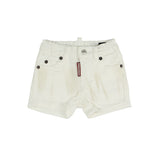 Dsquared2 Kids Bermuda in Denim Bianco con Stampa Logo sul Retro per Neonati