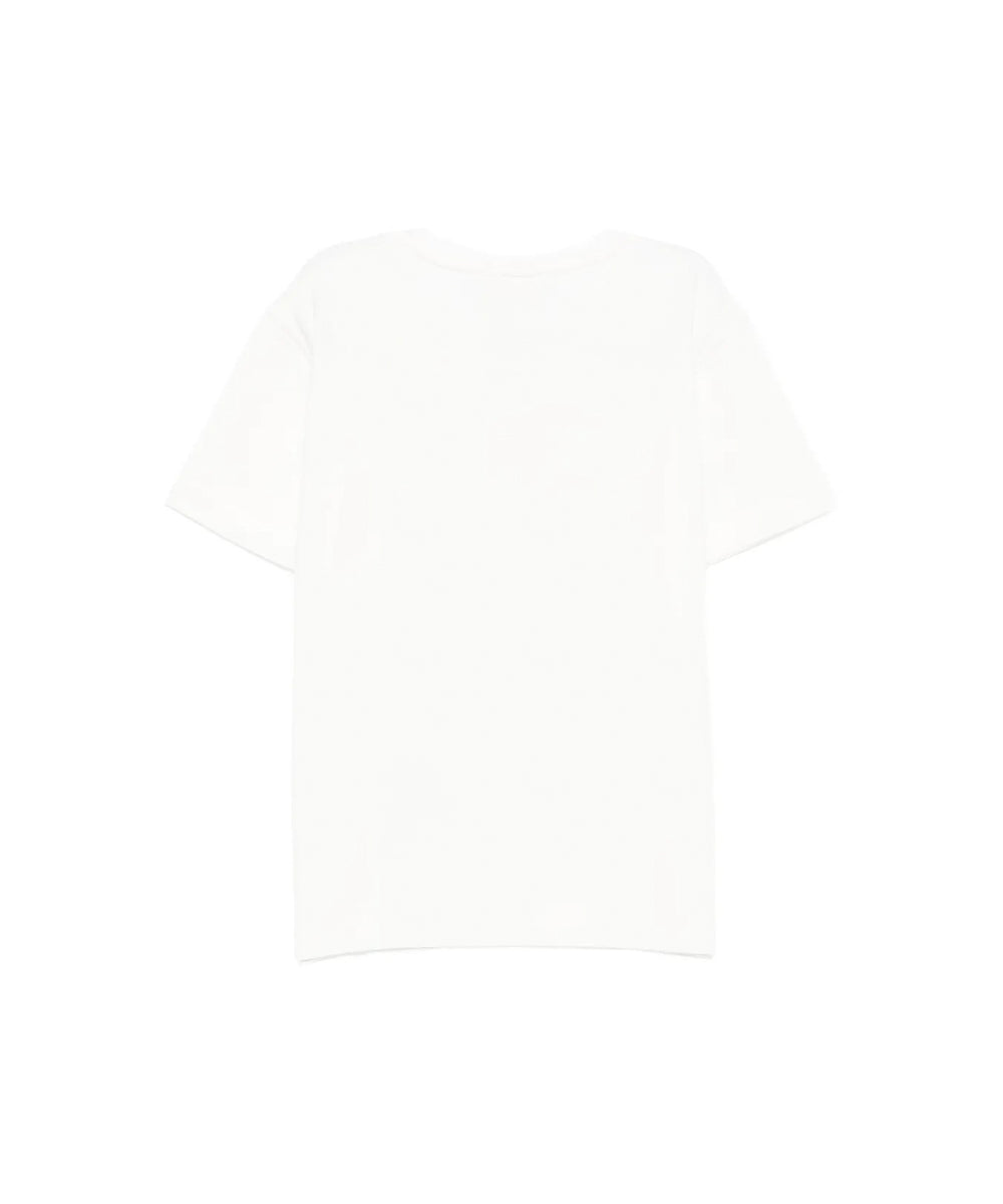 Elisabetta Franchi La Mia Bambina T-shirt Panna con Ricamo Logo per Bambine