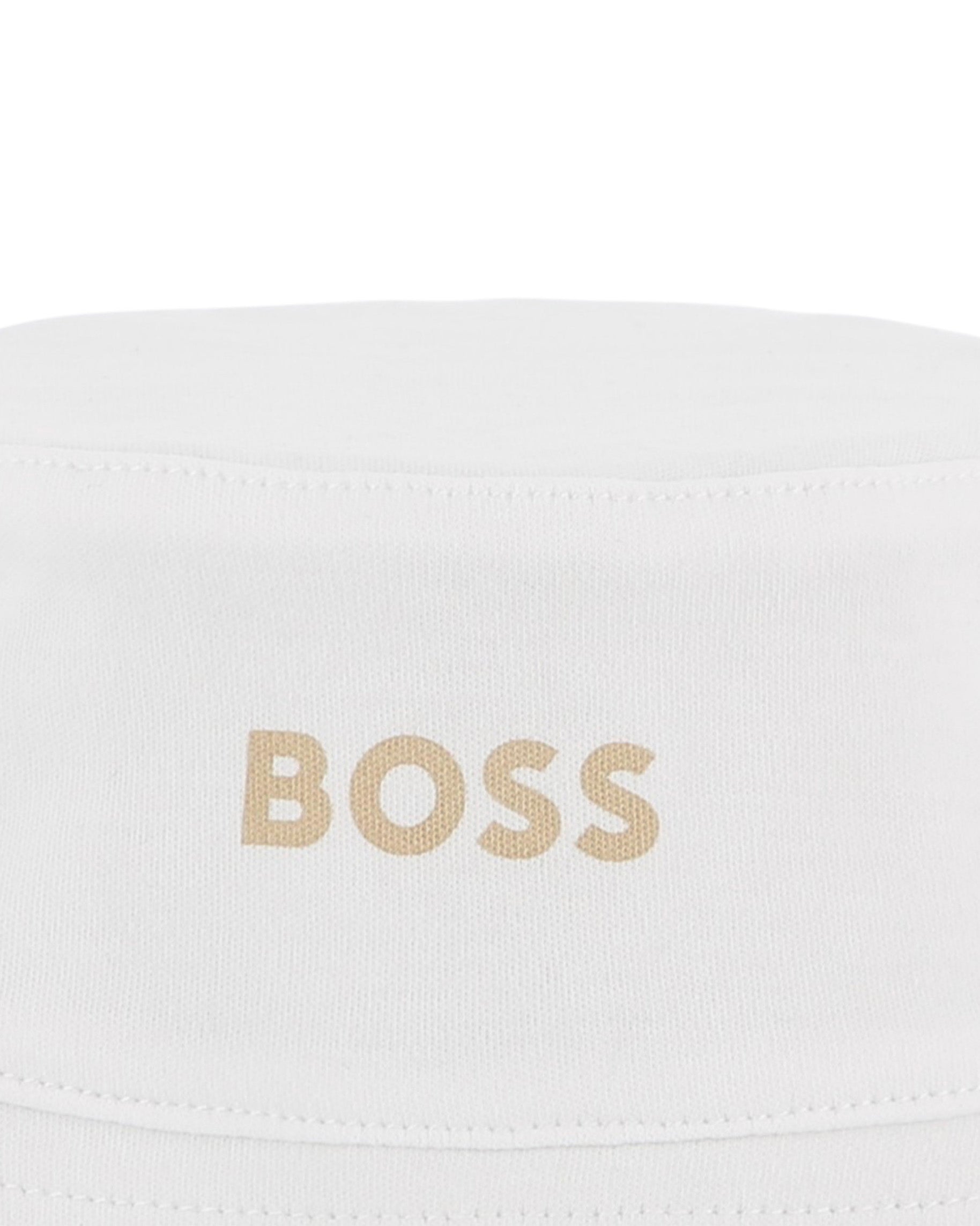 Boss Kids Cappello Reversibile Beige/Bianco per Neonati