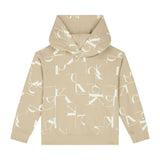 Calvin Klein Kids Felpa Beige con Cappuccio con Logo Monogram per Bambini