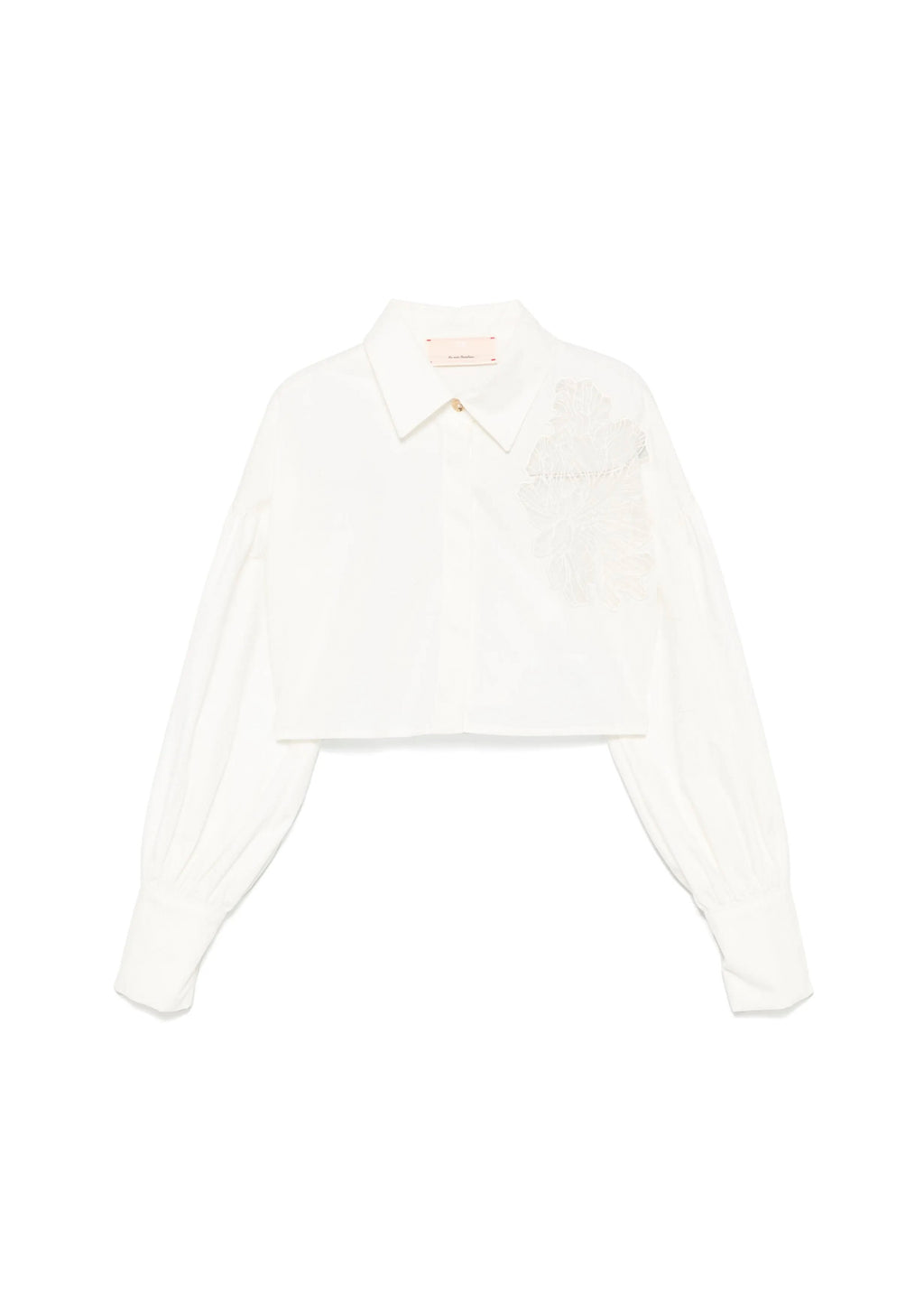 Elisabetta Franchi La Mia Bambina Camicia Panna con Ricamo Fiore per Bambine