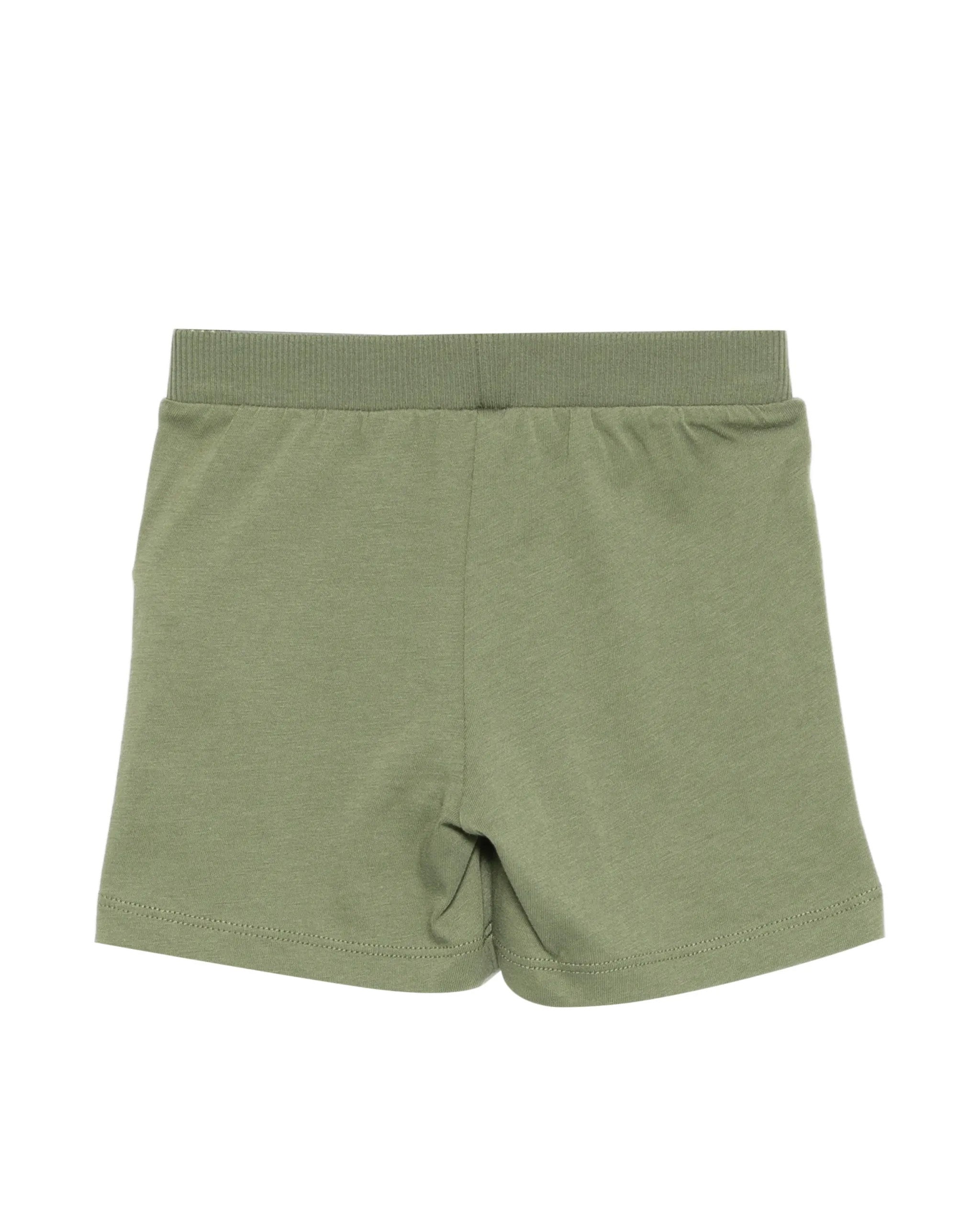 Moschino Kids Short Verde con Logo Teddy Bear per Neonati