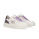 Elisabetta Franchi La Mia Bambina Sneakers Avorio/Lilla con Logo per Bambine